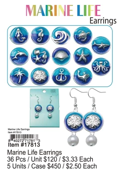 Marine Life Earrings 72 Pcs.